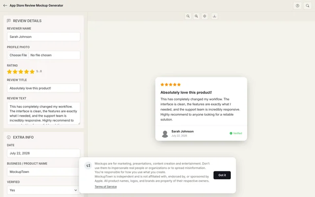 App Store Review Mockup