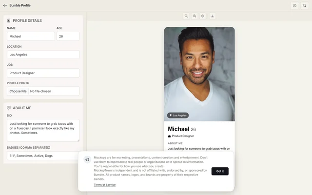 Bumble Profile Mockup Generator