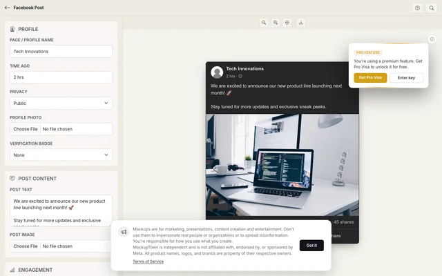Facebook Post Mockup Generator