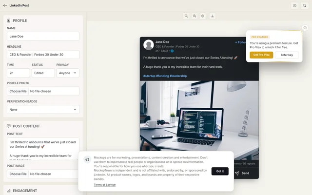 LinkedIn Post Mockup Generator
