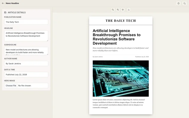News Headline Mockup Generator