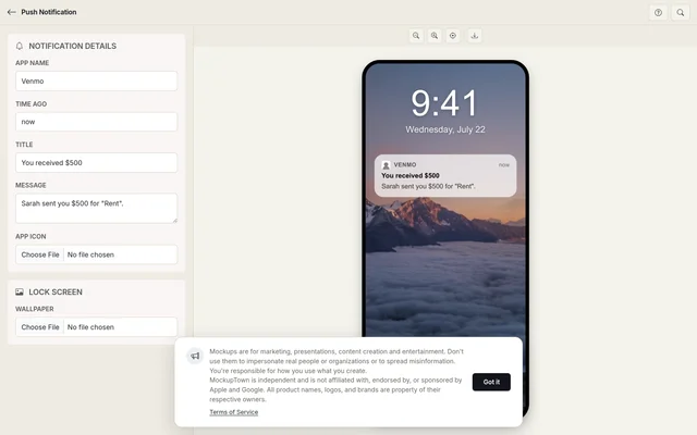 Push Notification Mockup Generator