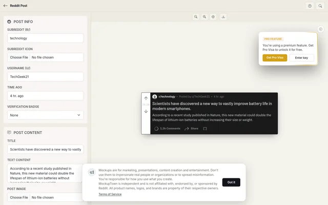 Reddit Post Mockup Generator