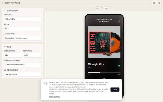 Spotify Now Playing Mockup