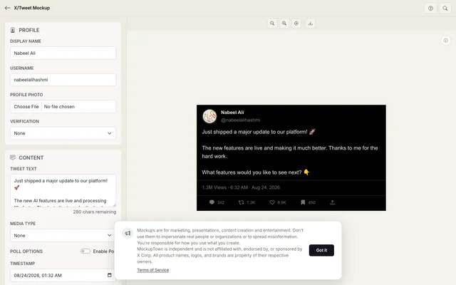 Tweet Mockup Generator