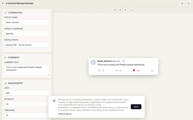 X Comment Mockup