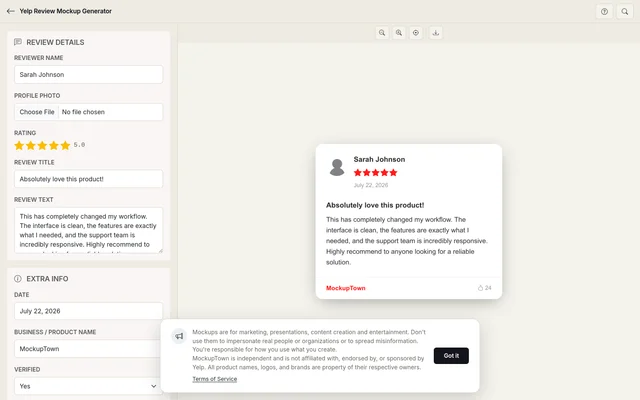 Yelp Review Mockup